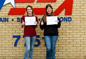 Kris Dawson (left) and Lauren Garmley (right) received their Forensic Technician certificates after completing the Texas Forensic Academy's Crime Scene Investigation course early January 