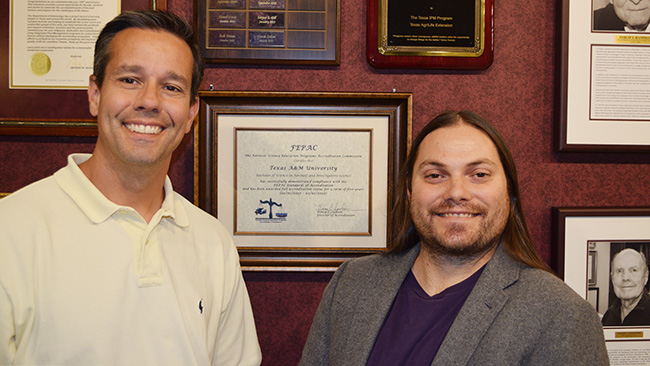 Dr. Jeffery Tomberlin, left, and Dr. Aaron Tarone, right. Photo by Rob Williams