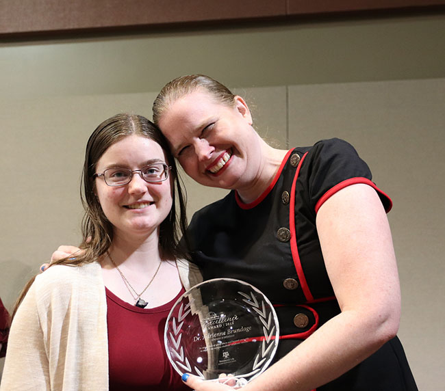 Dr. Adrienne Brundage, right, with Danielle Dessellier. Photo by Texas A&M Residence Life.