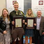 Nicholas Richter and Kylee Morrison, center, received the College of Agriculture and Life Sciences' Senior Merit Award during the College's Spring Convocation. Photo by Rebecca Hapes